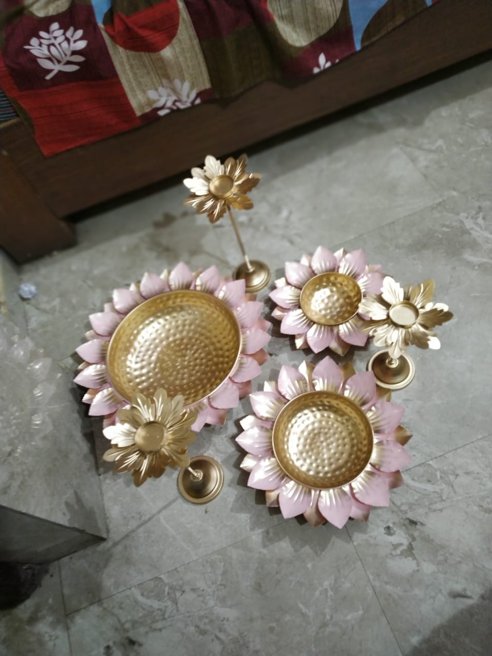 Pearl Floral Candle Stand Pair